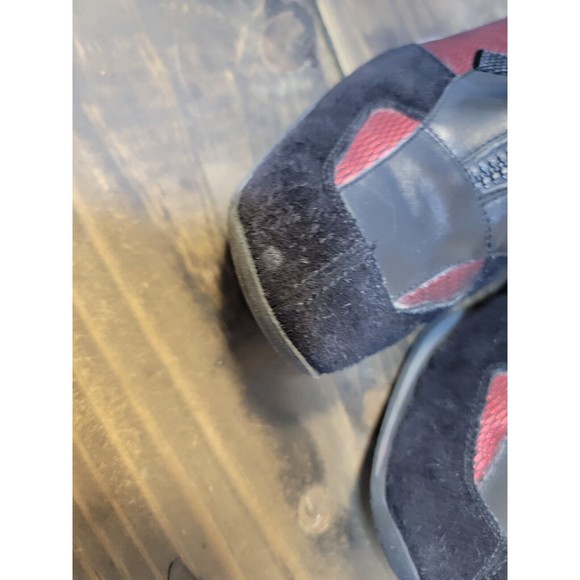 Prada Women Black Suede Red Mesh Sneakers Size 7 (37) Trainers Tennis Shoes - Picture 3 of 11